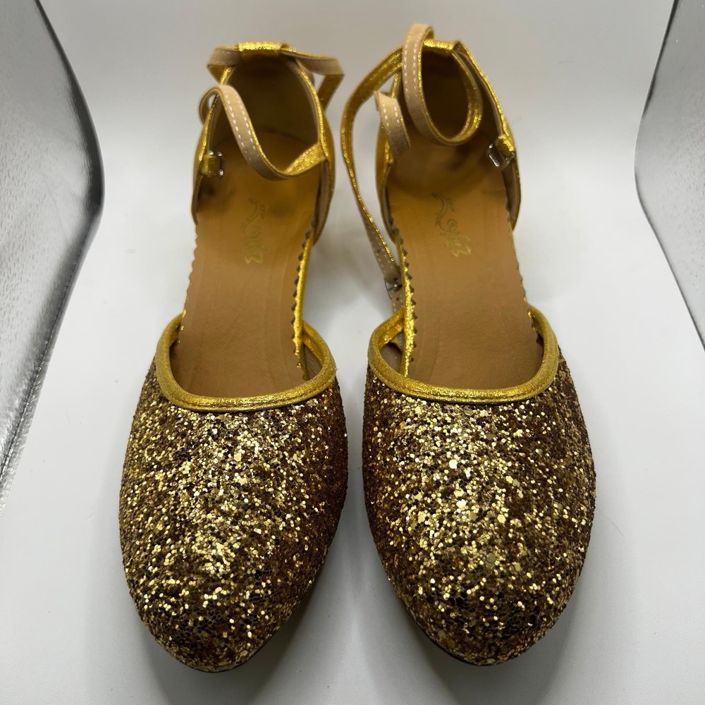 NEW Dance And Sway Women's Size 8 Ballroom Gold Shoes Heel 1.3"